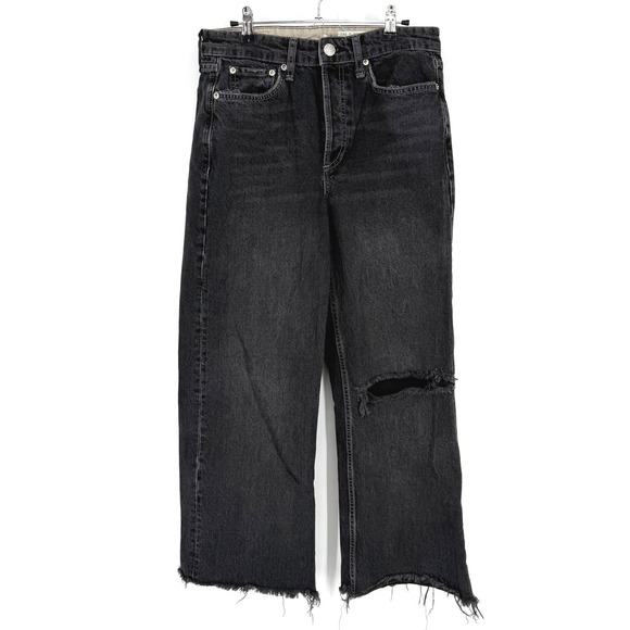 rag & bone Black Wide Leg Flare Jeans - Picture 2 of 14